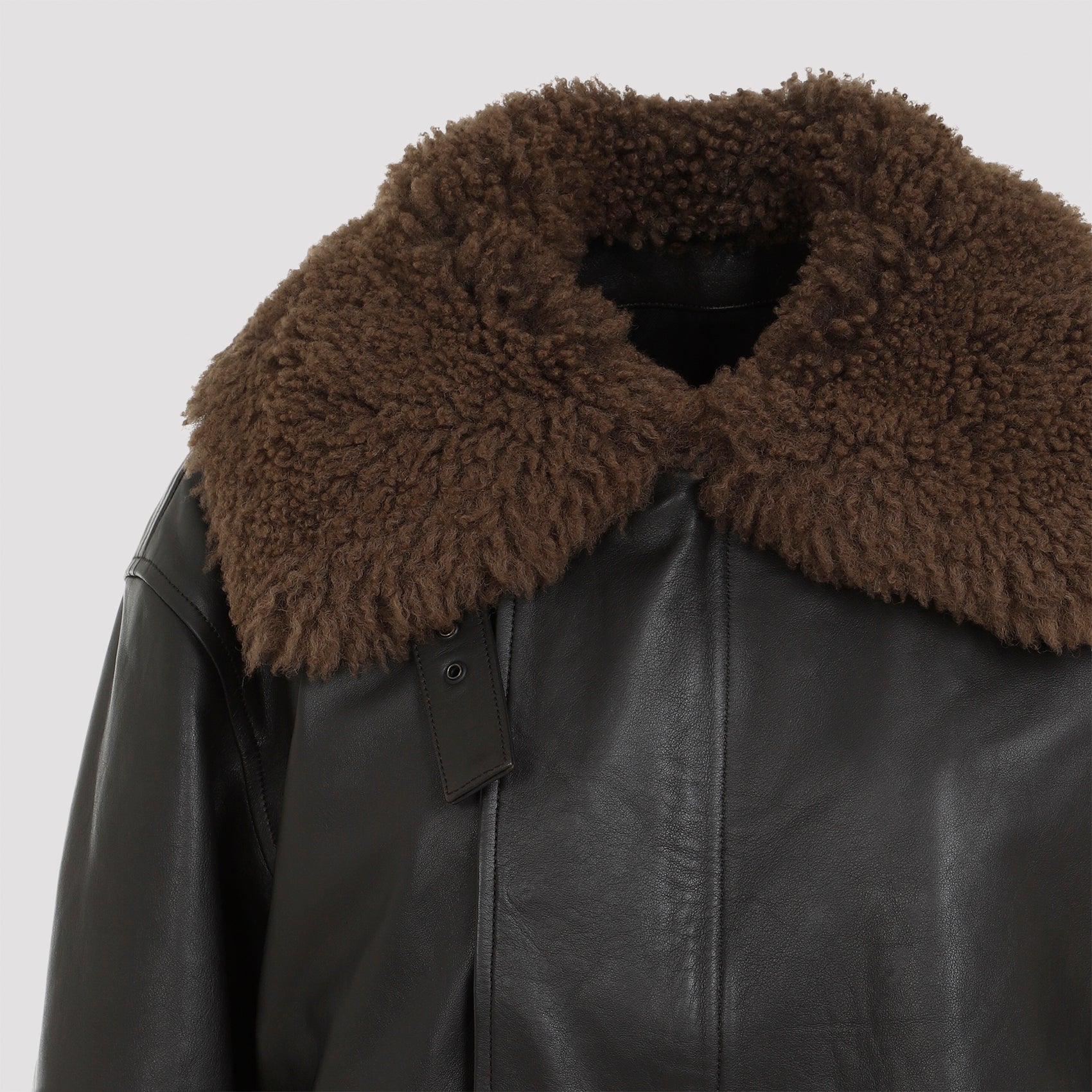 LEMAIRE Leather Blouson with Shearling Collar