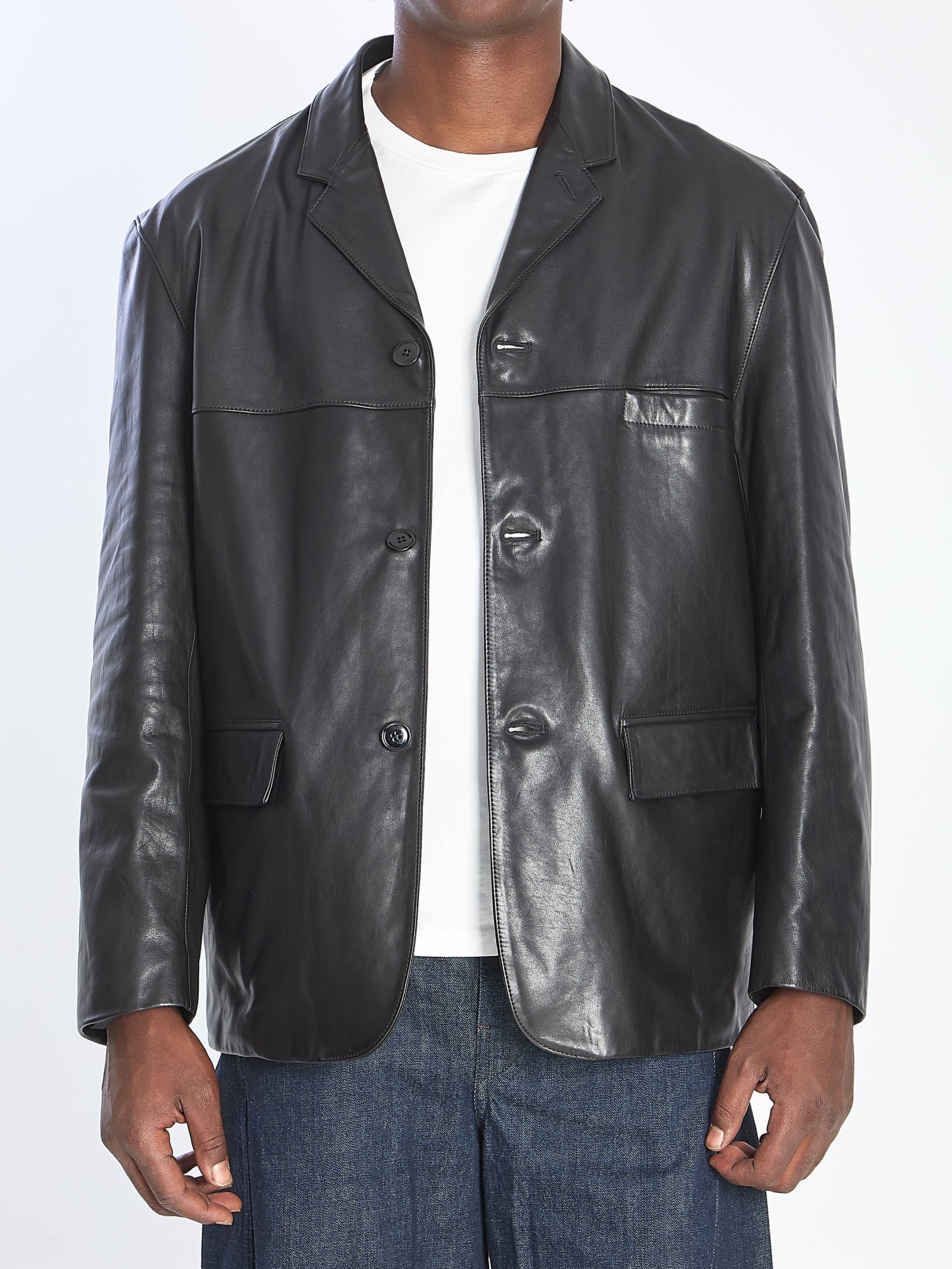 LEMAIRE Single Breasted Leather Jacket - Regular Fit