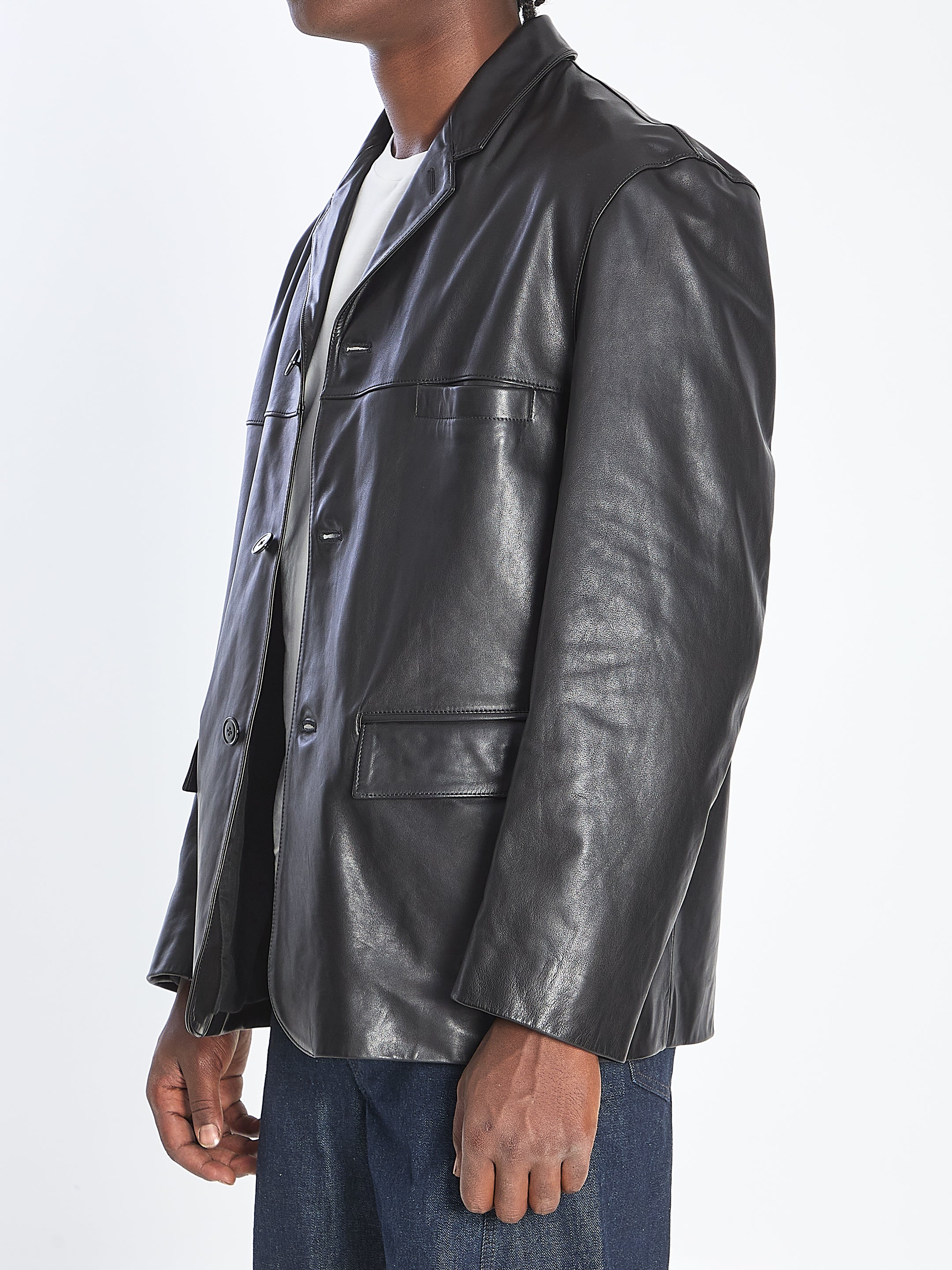 LEMAIRE Single Breasted Leather Jacket - Regular Fit