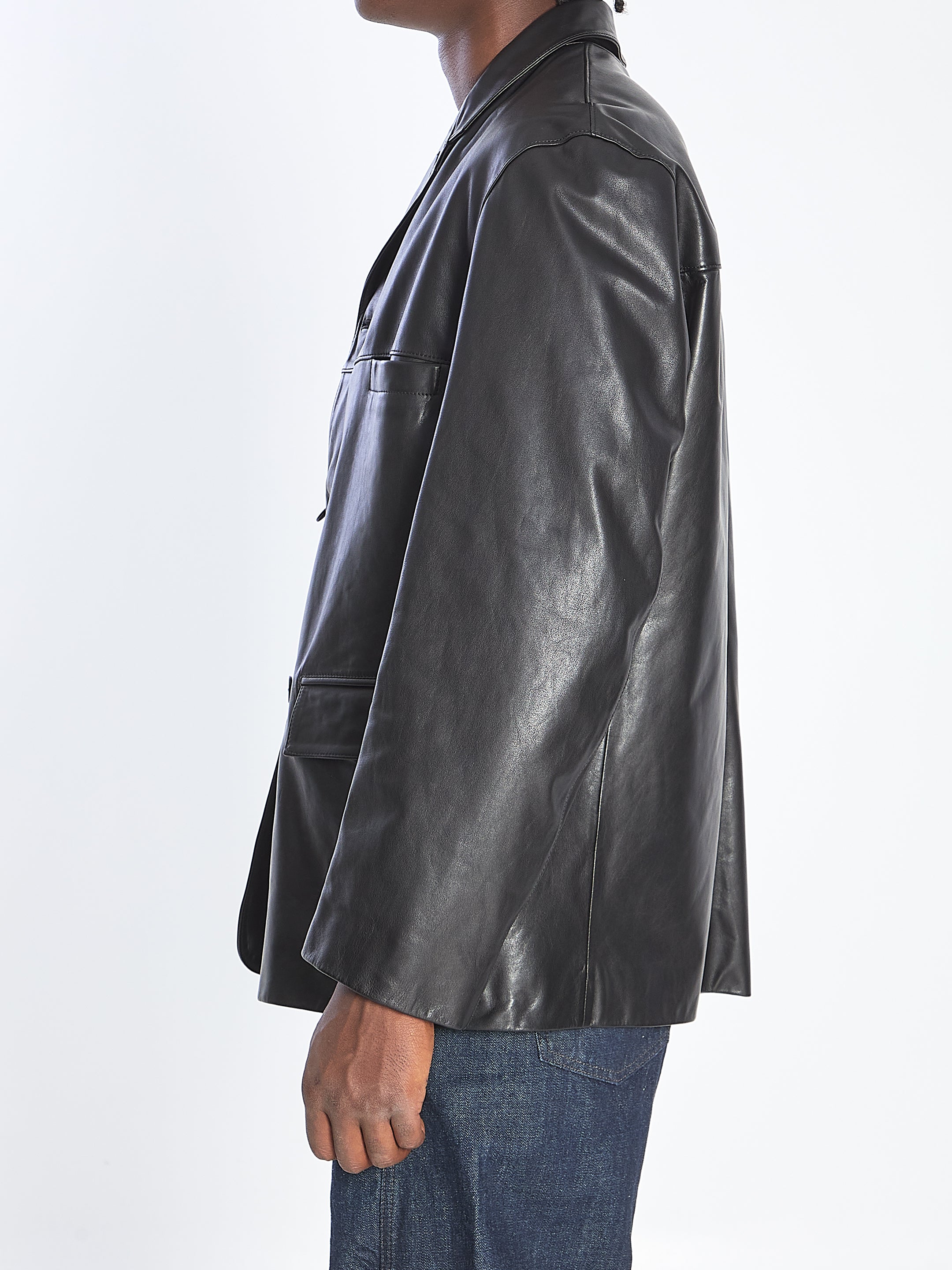 LEMAIRE Single Breasted Leather Jacket - Regular Fit