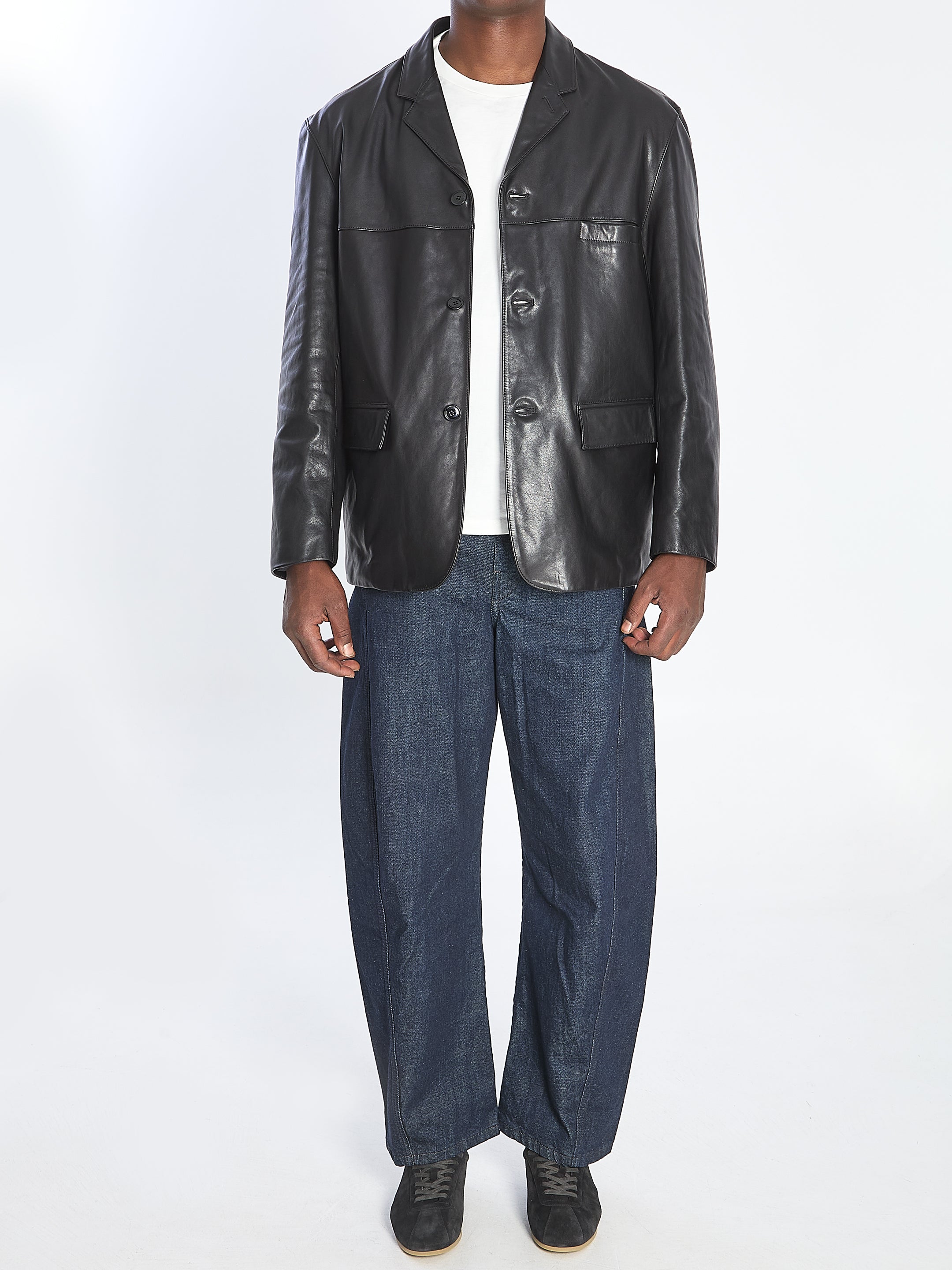 LEMAIRE Single Breasted Leather Jacket - Regular Fit