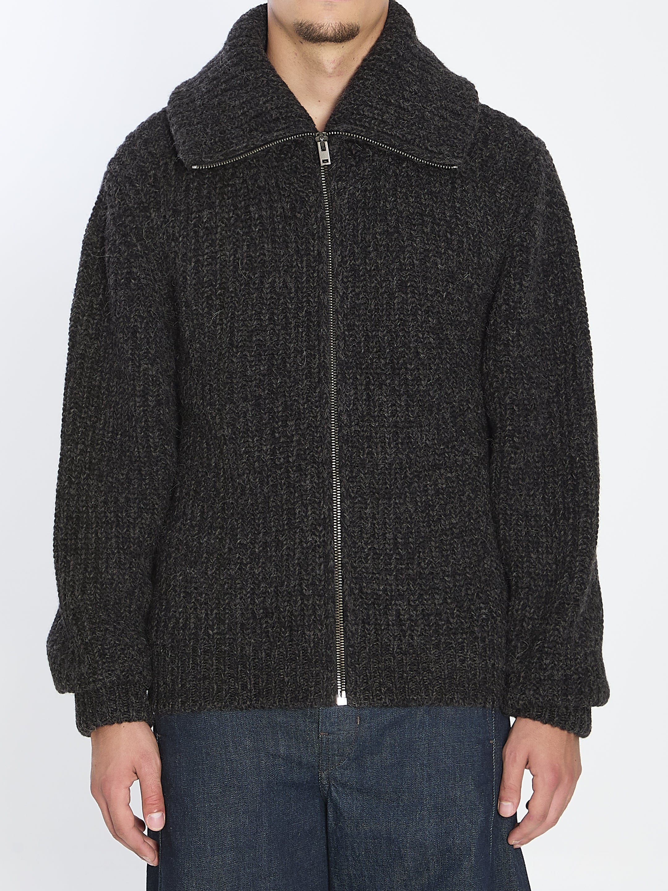 LEMAIRE Men's Zip Cardigan in Alpaca Blend