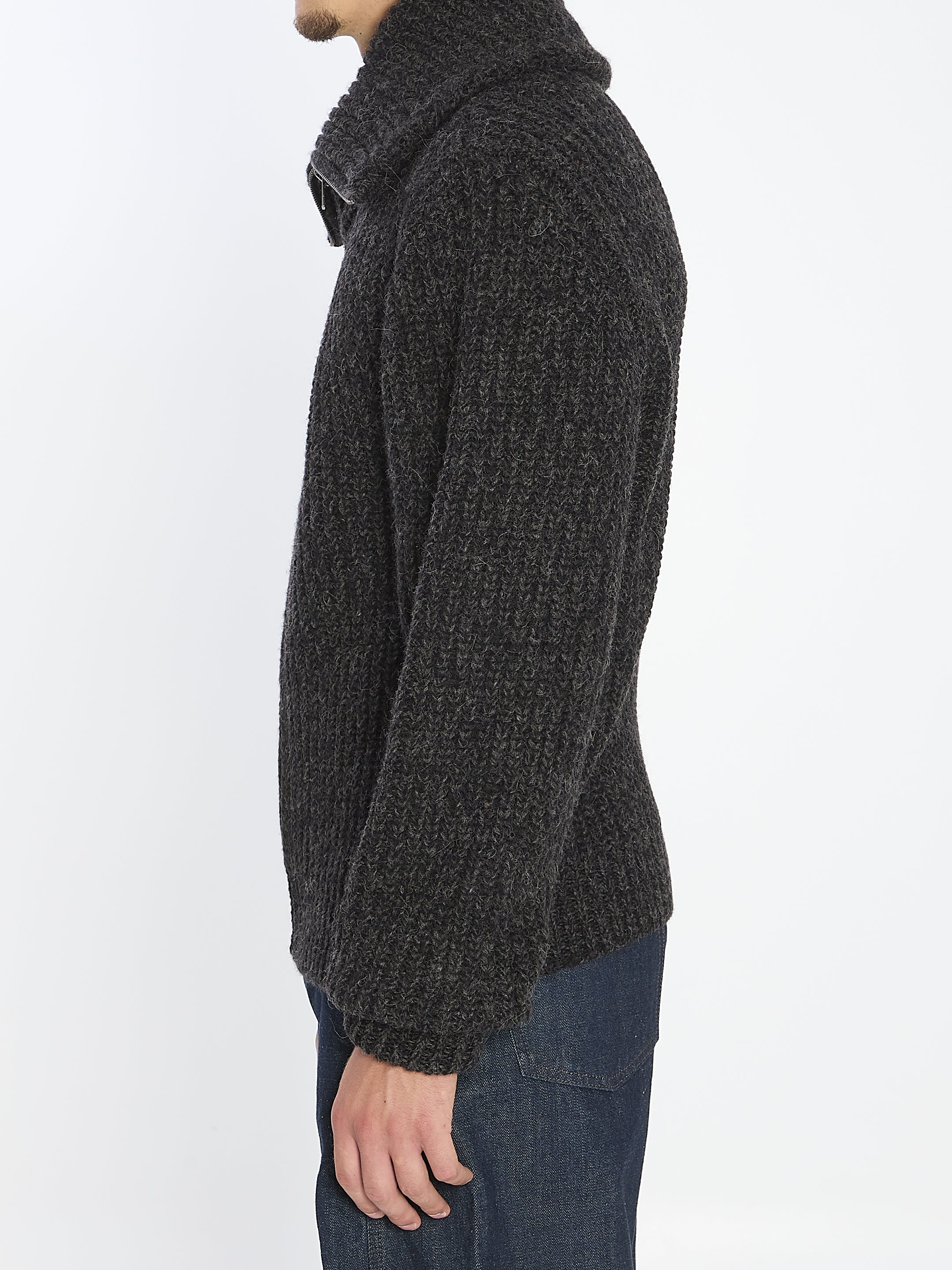 LEMAIRE Men's Zip Cardigan in Alpaca Blend
