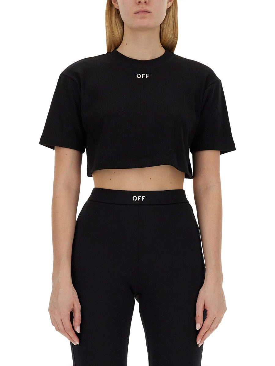 OFF-WHITE Ribbed Cropped Tee - Mini Fit
