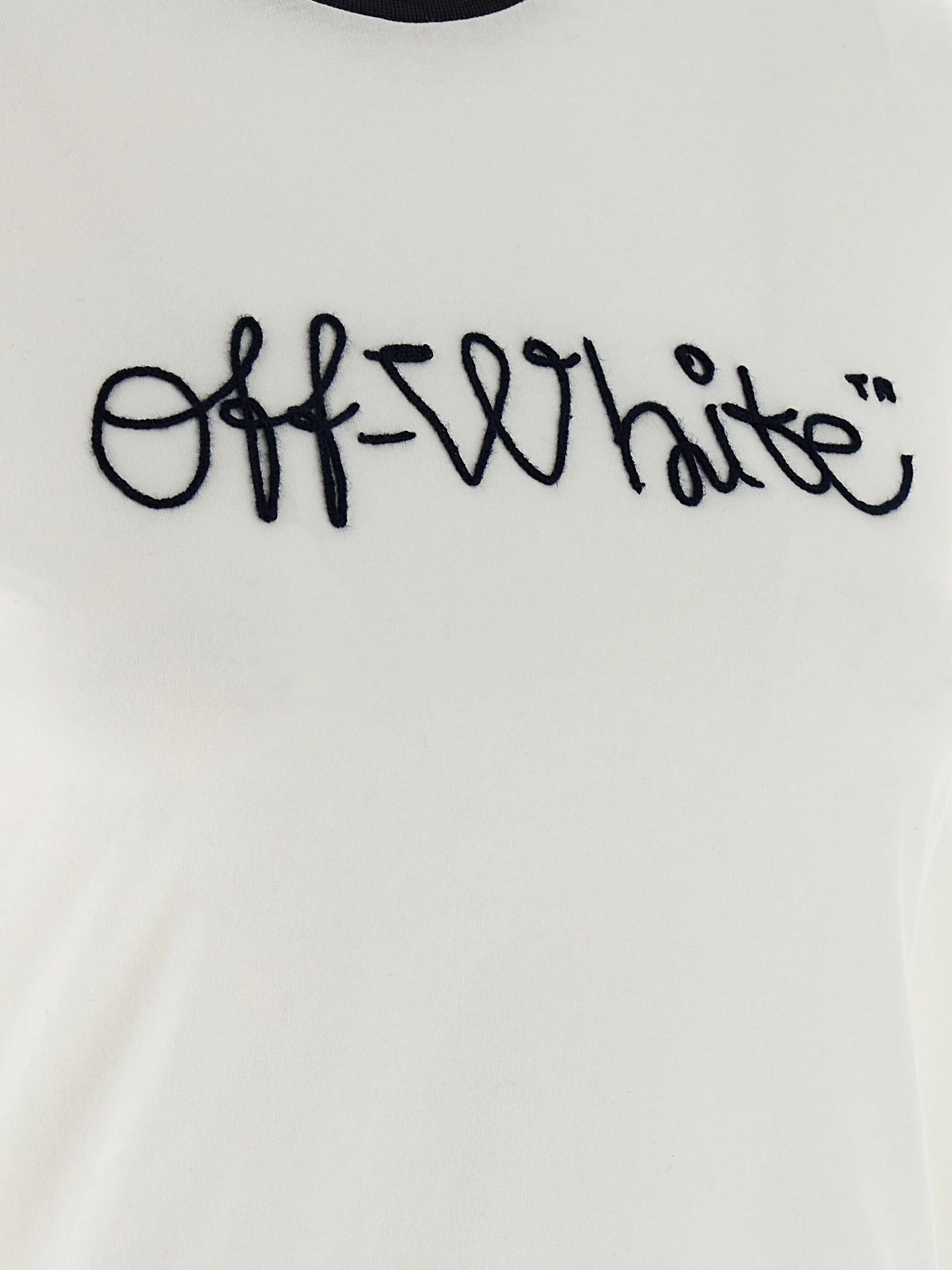 OFF-WHITE Embroidered Logo T-Shirt for Women - FW25 Collection