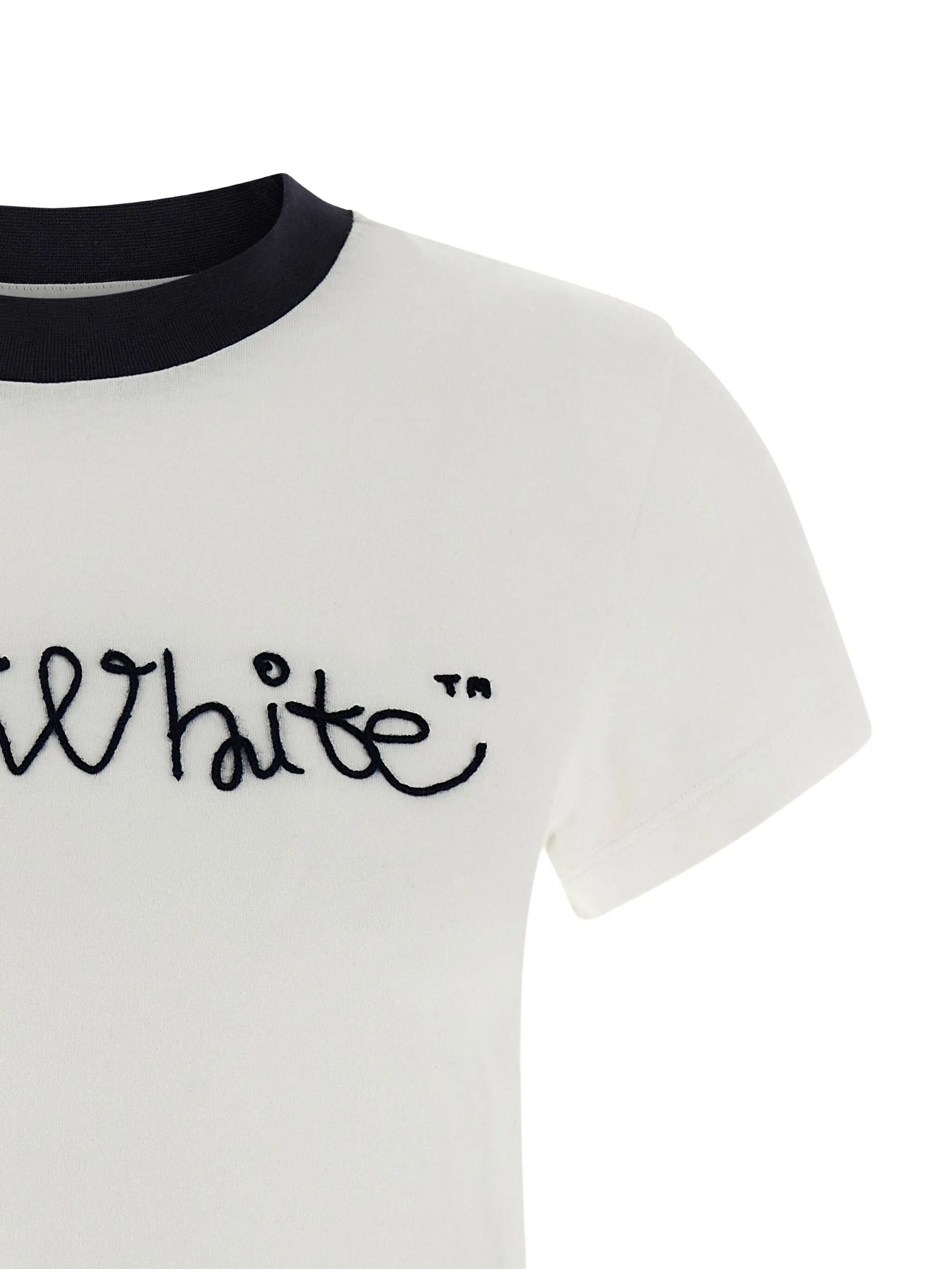 OFF-WHITE Embroidered Logo T-Shirt for Women - FW25 Collection