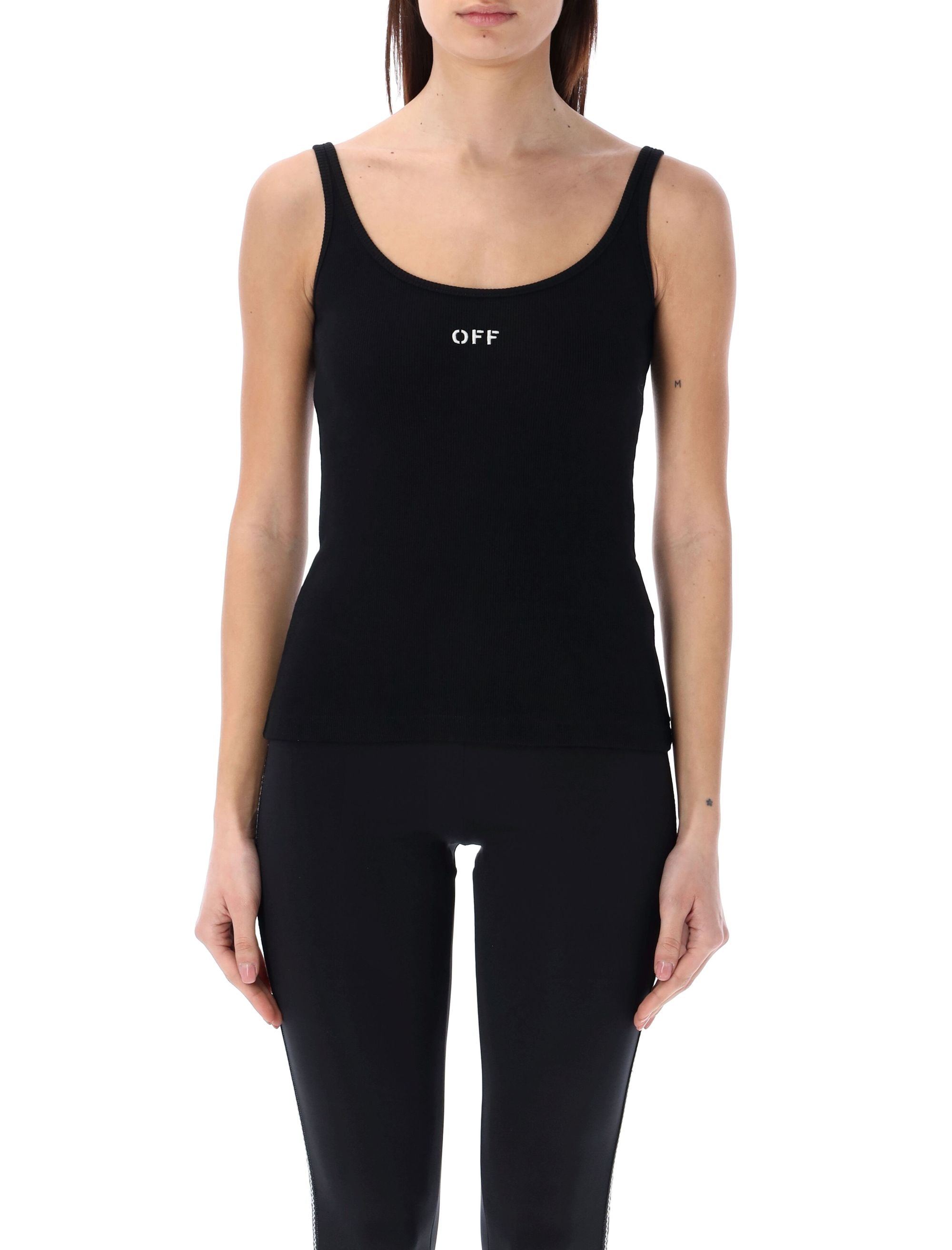 OFF-WHITE Ribbed Scoop Neck Tank Top - Tight Fit
