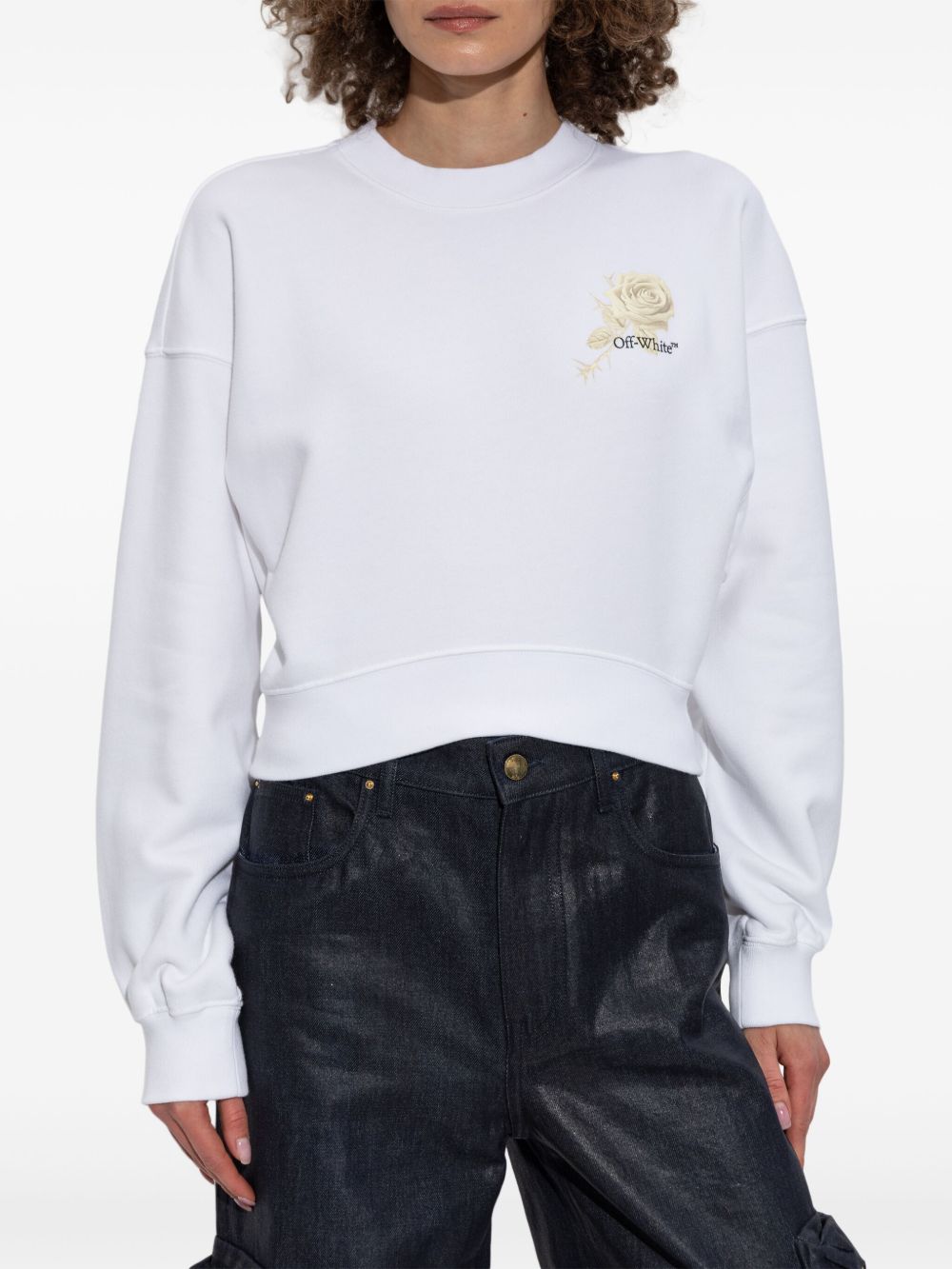 OFF-WHITE Cropped Roses & Arrows Sweatshirt