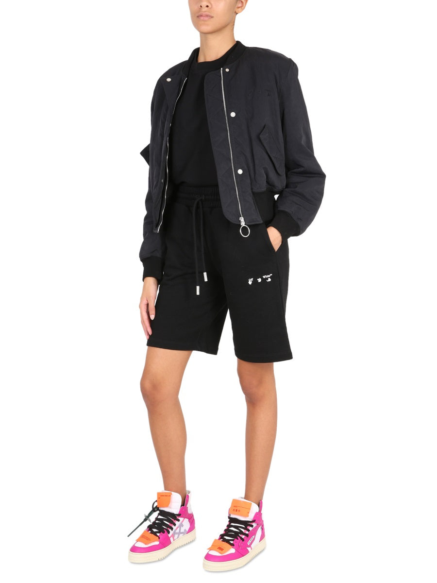 OFF-WHITE Chic Bomber Jacket with Logo Print for Women