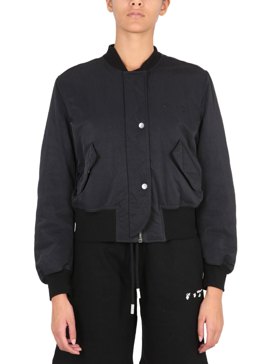 OFF-WHITE Chic Bomber Jacket with Logo Print for Women