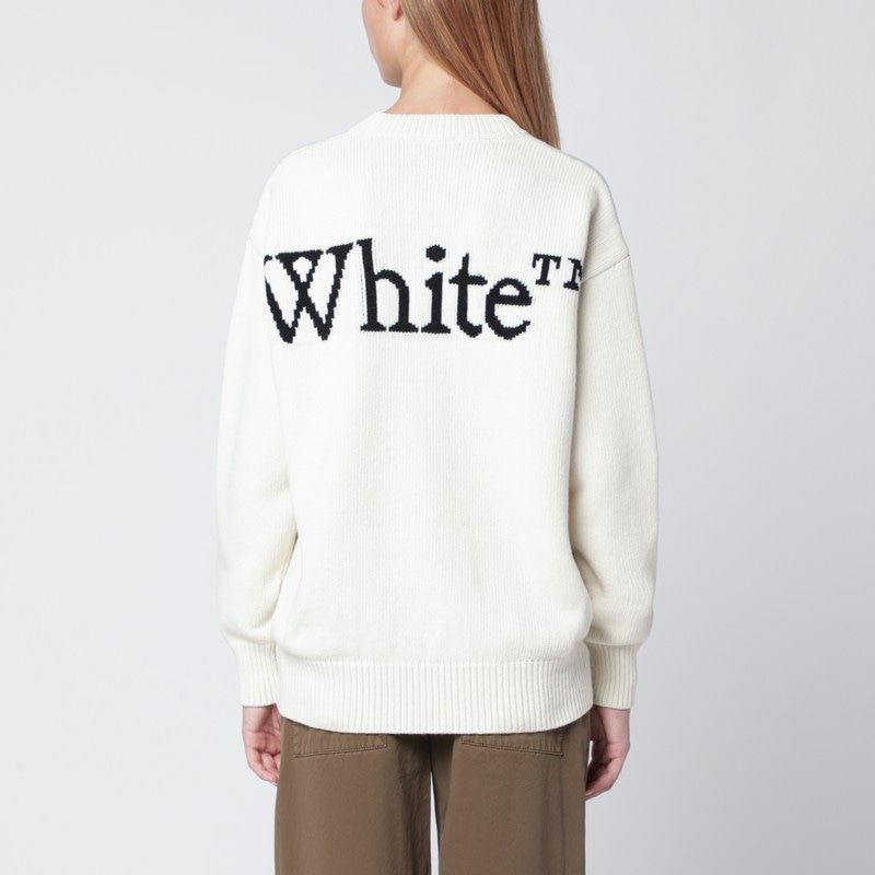 OFF-WHITE Women's Logo Intarsia Wool-Blend Crewneck Sweater