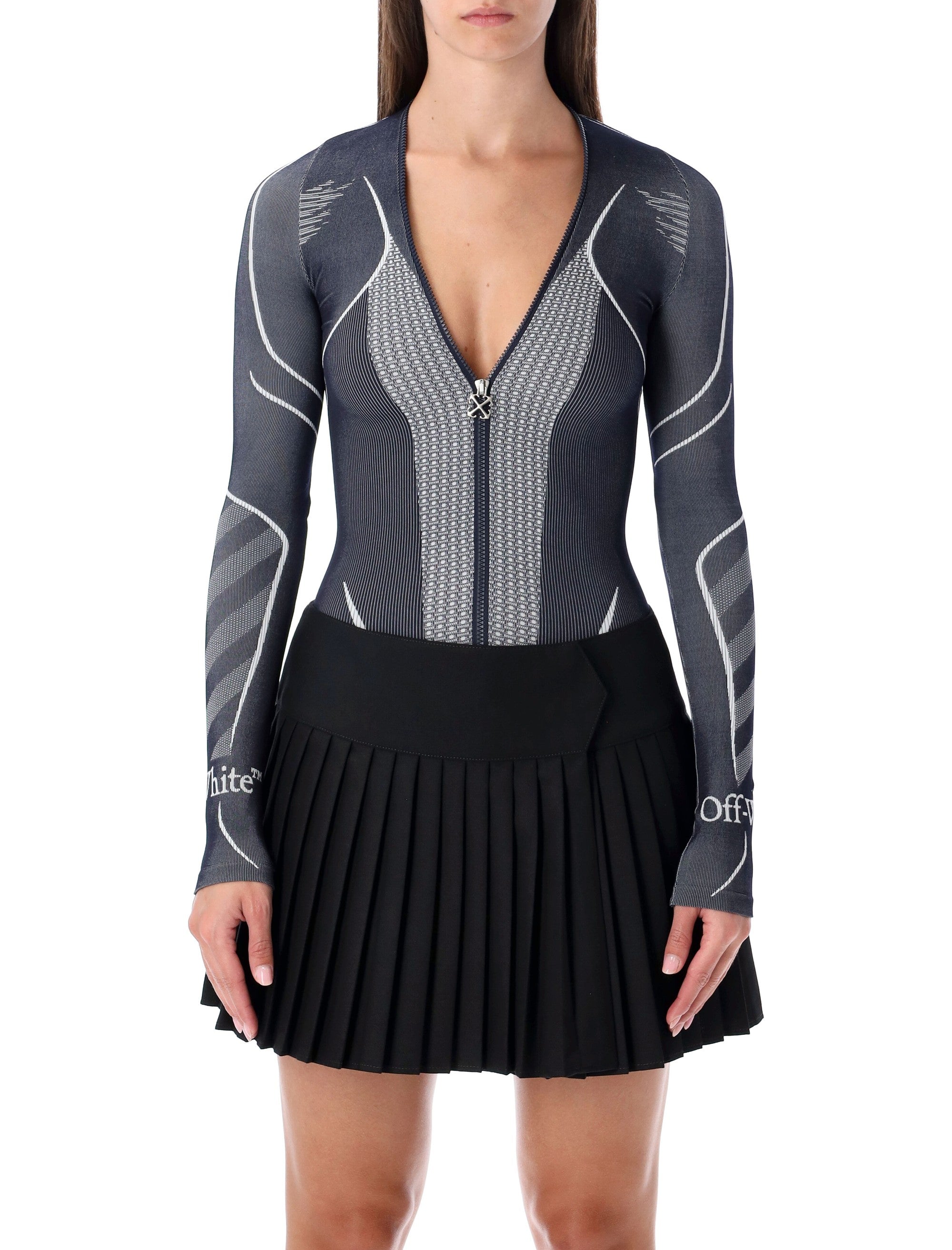 OFF-WHITE Seamless Long-Sleeve Zip Bodysuit - XS/S