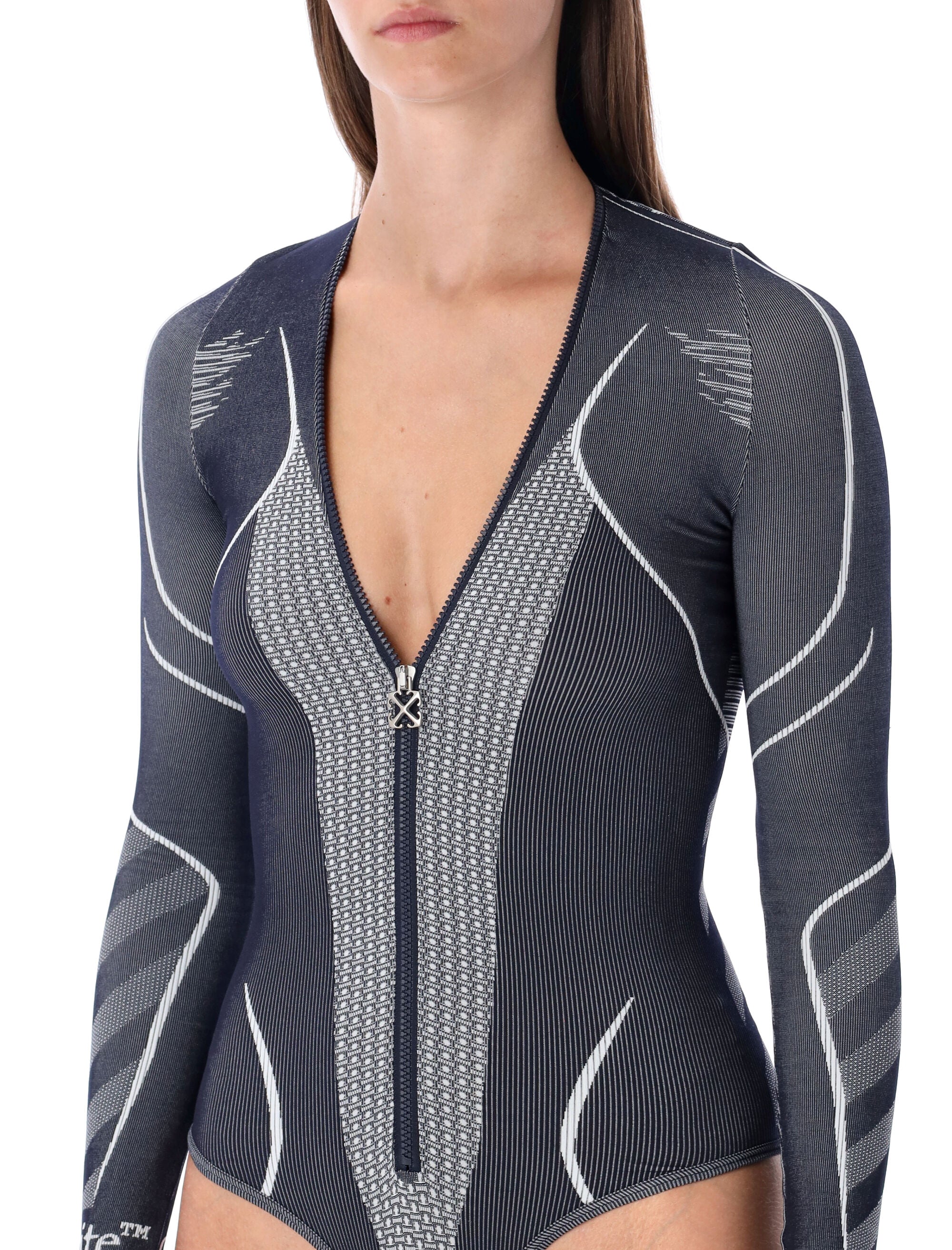 OFF-WHITE Seamless Long-Sleeve Zip Bodysuit - XS/S