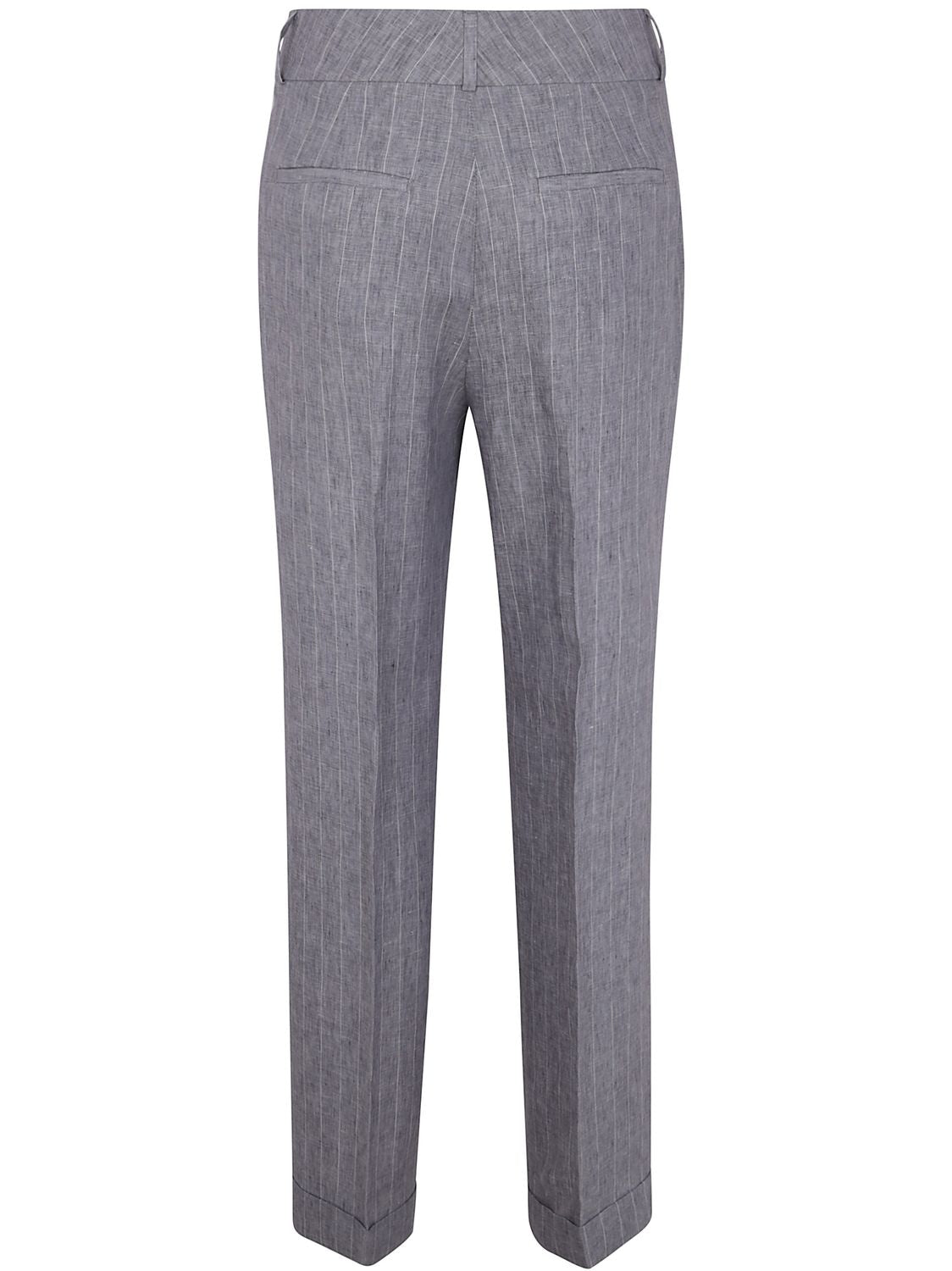 PESERICO Pinstripe Linen Canvas Trousers
