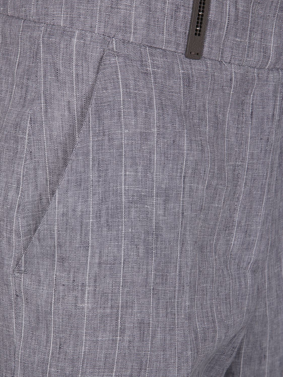 PESERICO Pinstripe Linen Canvas Trousers