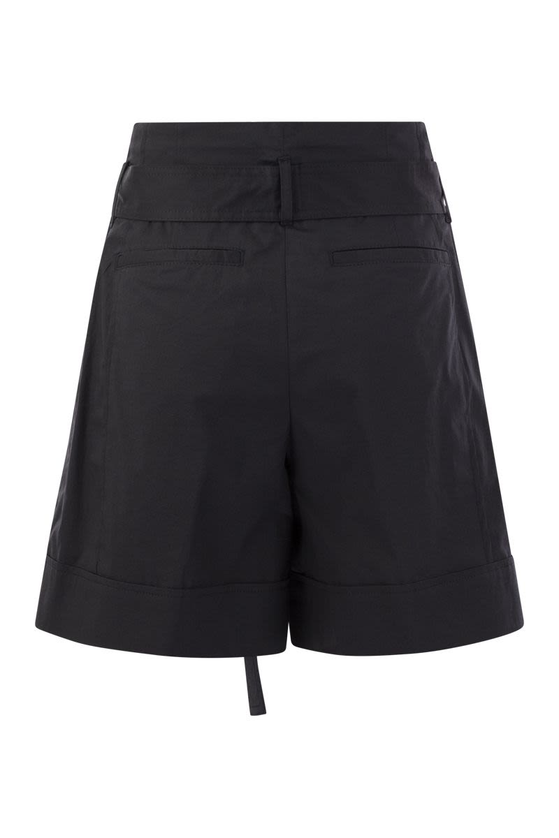 PESERICO High-Waisted Mini Shorts with Pleats and Stretch Cotton