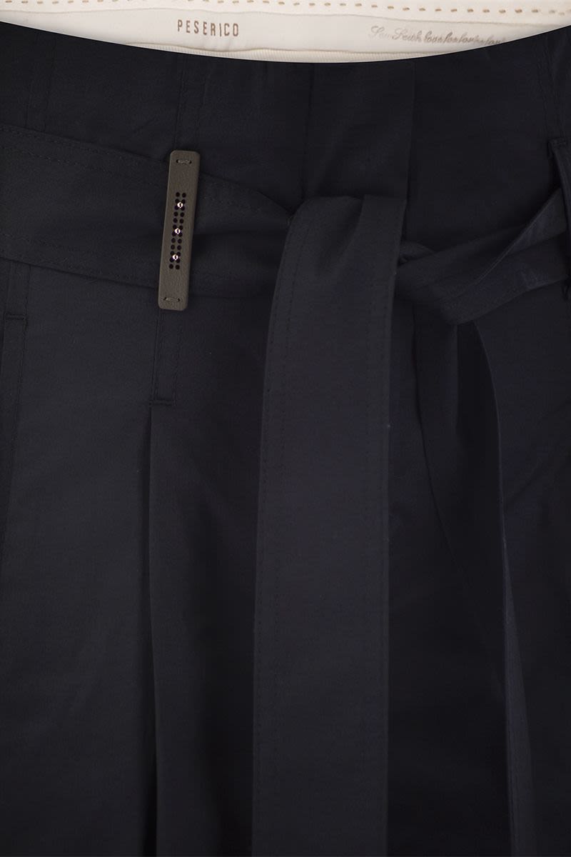 PESERICO High-Waisted Mini Shorts with Pleats and Stretch Cotton