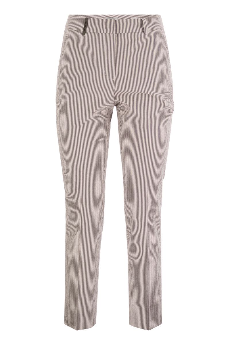 PESERICO Seersucker Cotton Cigarette Trousers