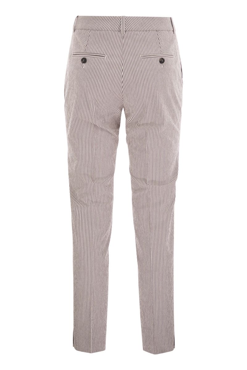 PESERICO Seersucker Cotton Cigarette Trousers