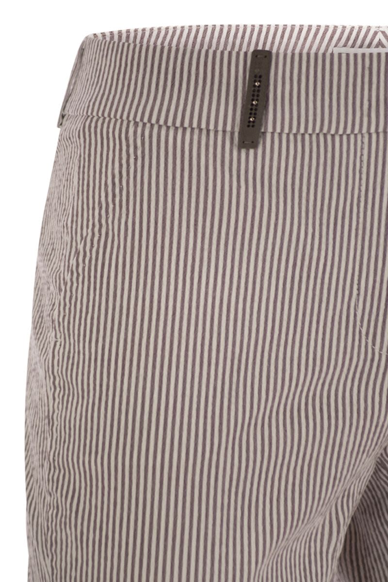 PESERICO Seersucker Cotton Cigarette Trousers