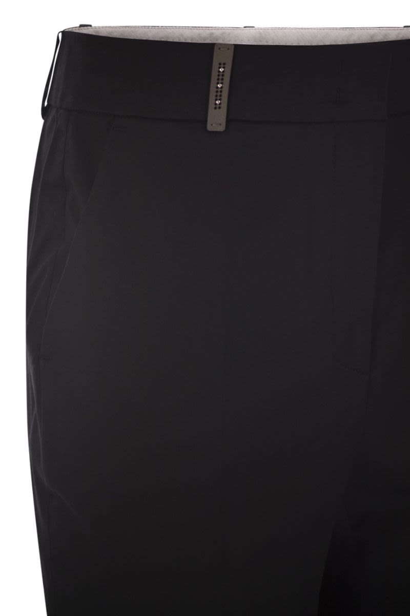 PESERICO Slim Fit High Waist Cotton Trousers