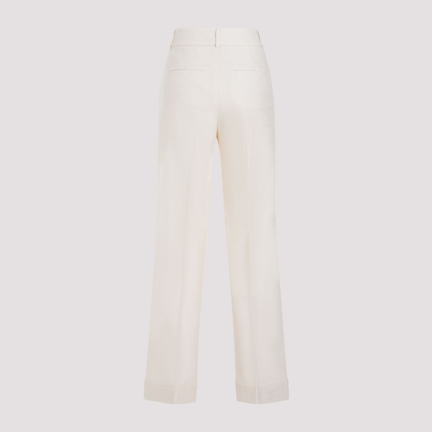 PESERICO Viscose Blend Trousers for Women - Stylish Roll-Up Ankle Cuffs