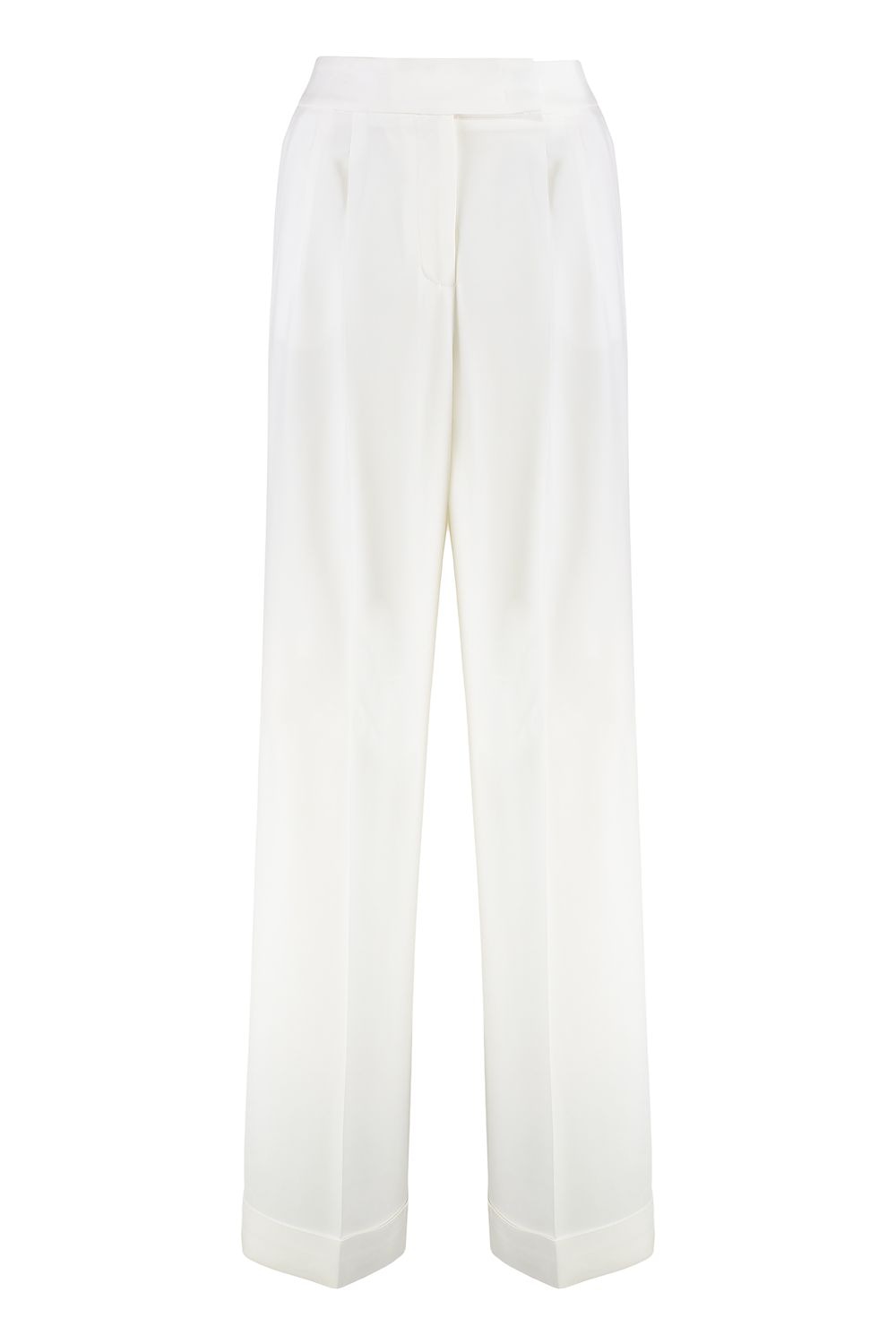 PESERICO Chic Rayon Trousers with Roll-Up Cuffs for Women