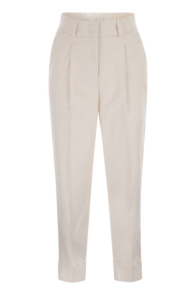 PESERICO 500-Stripe Velvet Trousers for Women