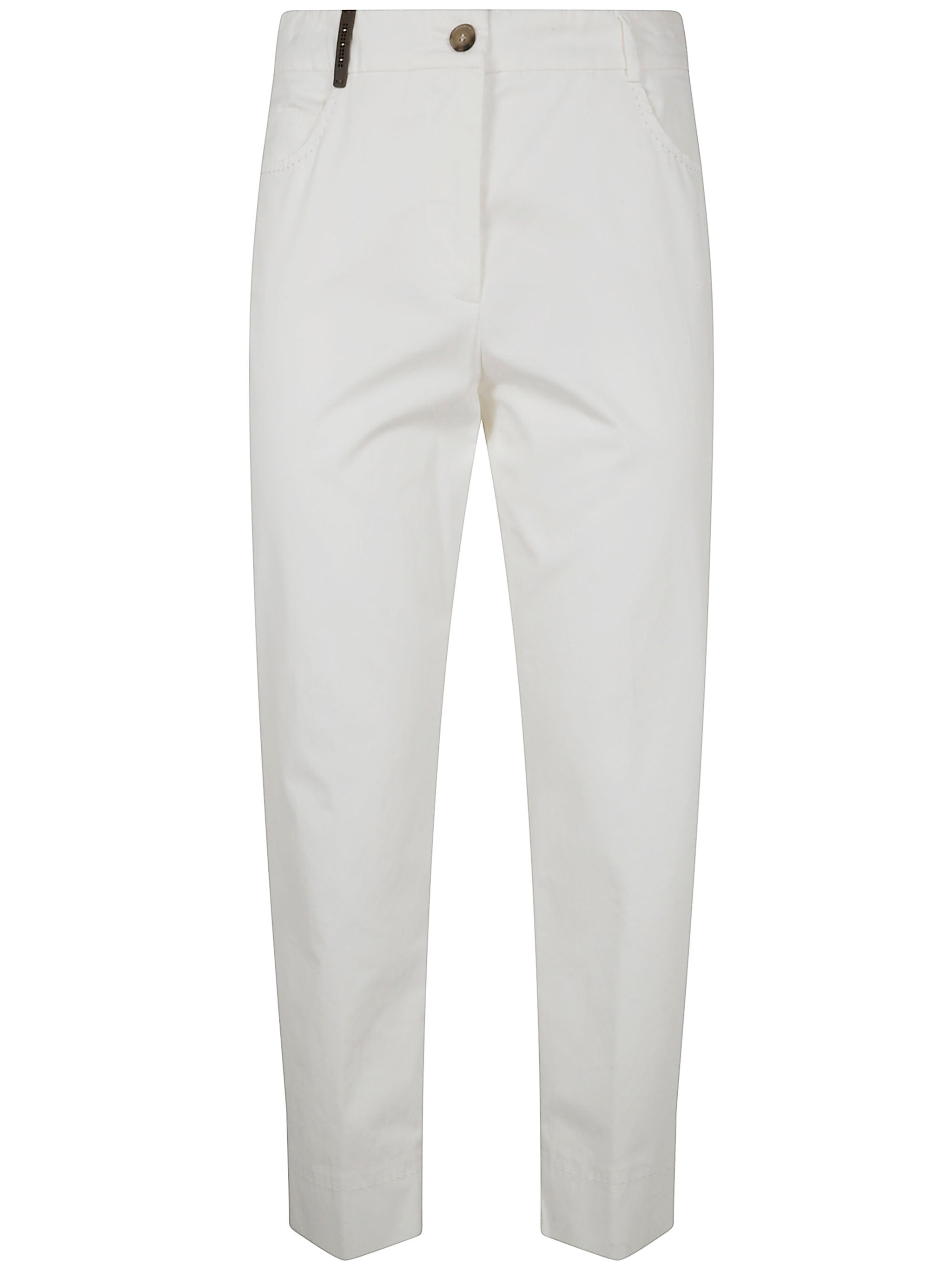 PESERICO Light Cotton Satin Stretch Trousers for Women