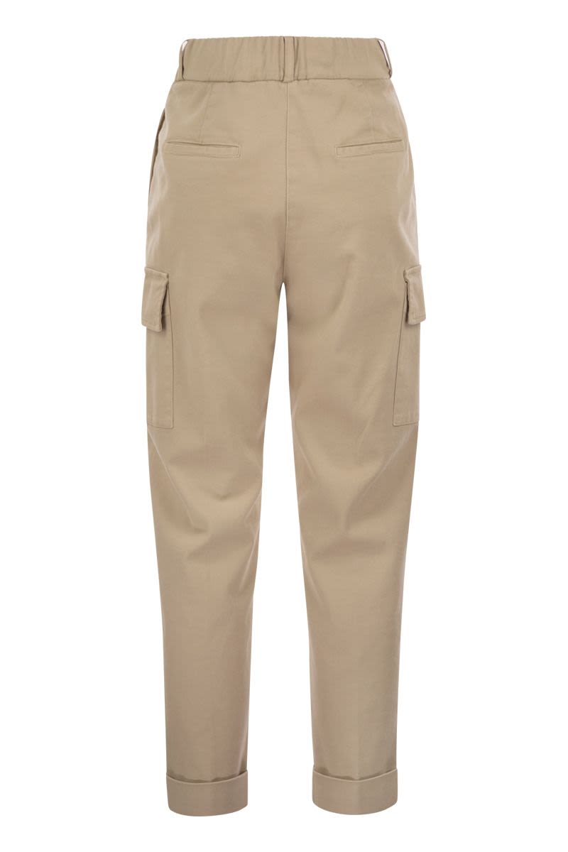 PESERICO Women's Cargo Carrot Trousers - Soft Stretch Cotton