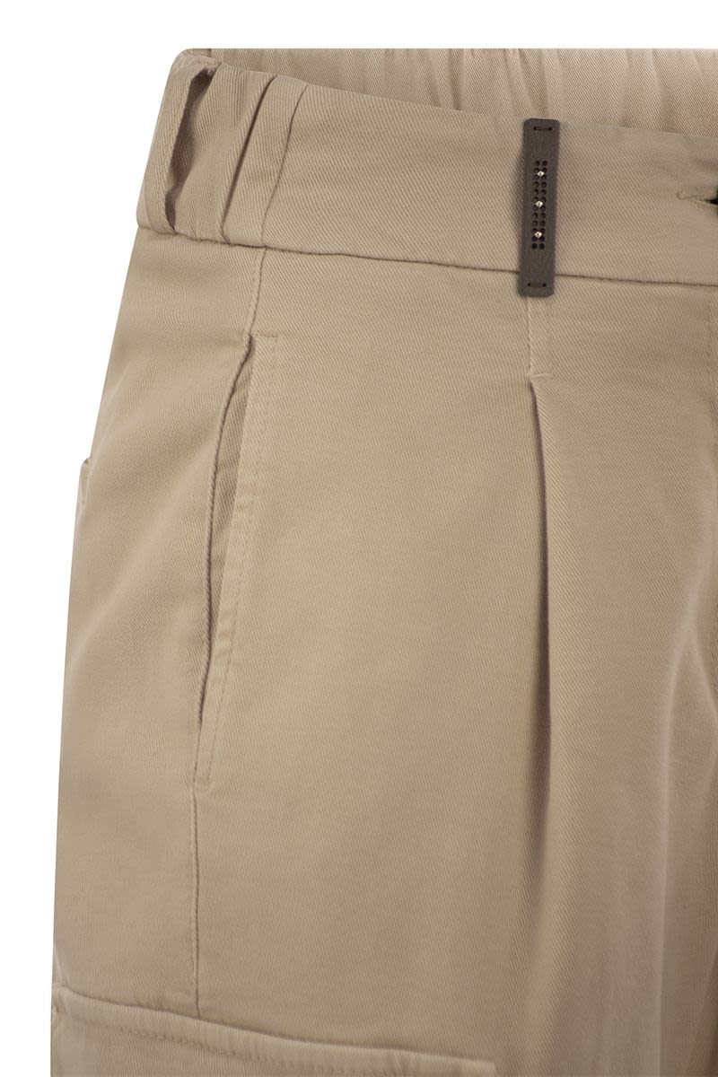 PESERICO Women's Cargo Carrot Trousers - Soft Stretch Cotton
