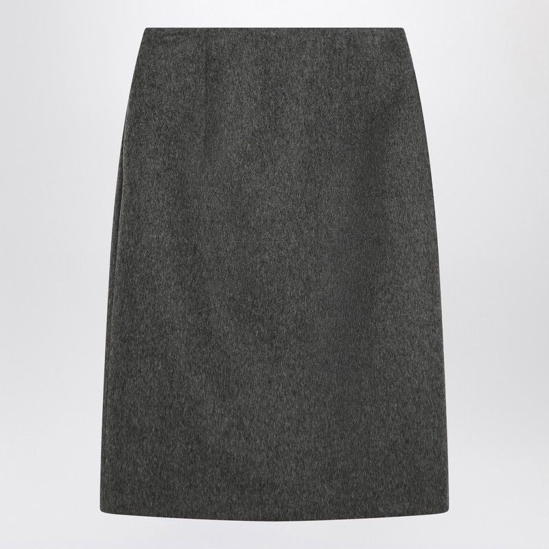 PRADA Wool Blend Mini Skirt with Side Zip Closure and Front Slit