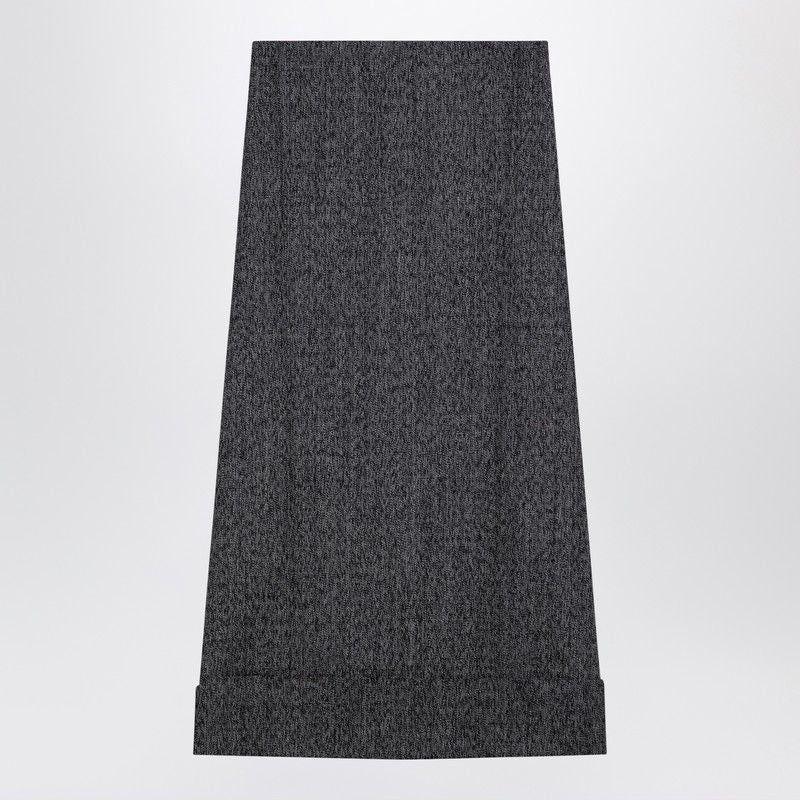 PRADA High Waist Virgin Wool Midi Skirt