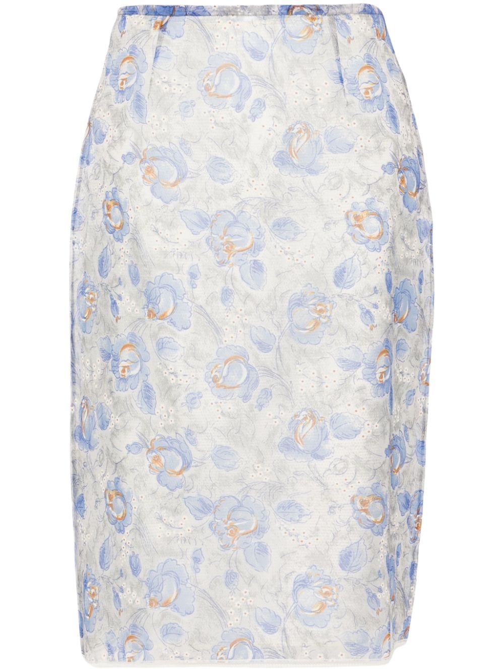 PRADA Printed Mid-Length Skirt with Slip