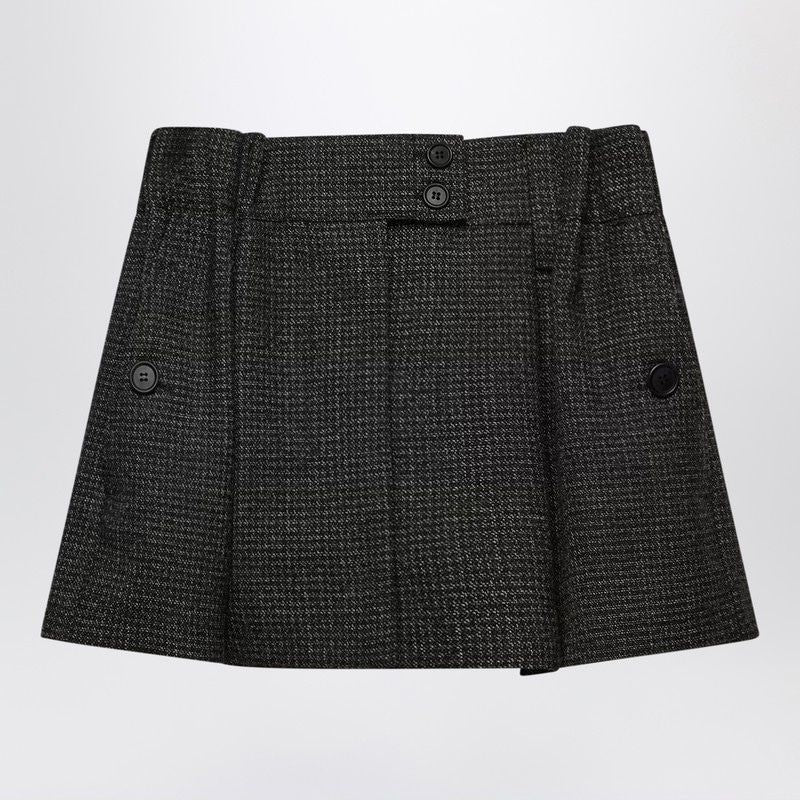 PRADA Elegant Draped Mini Skirt with Vichy Pattern