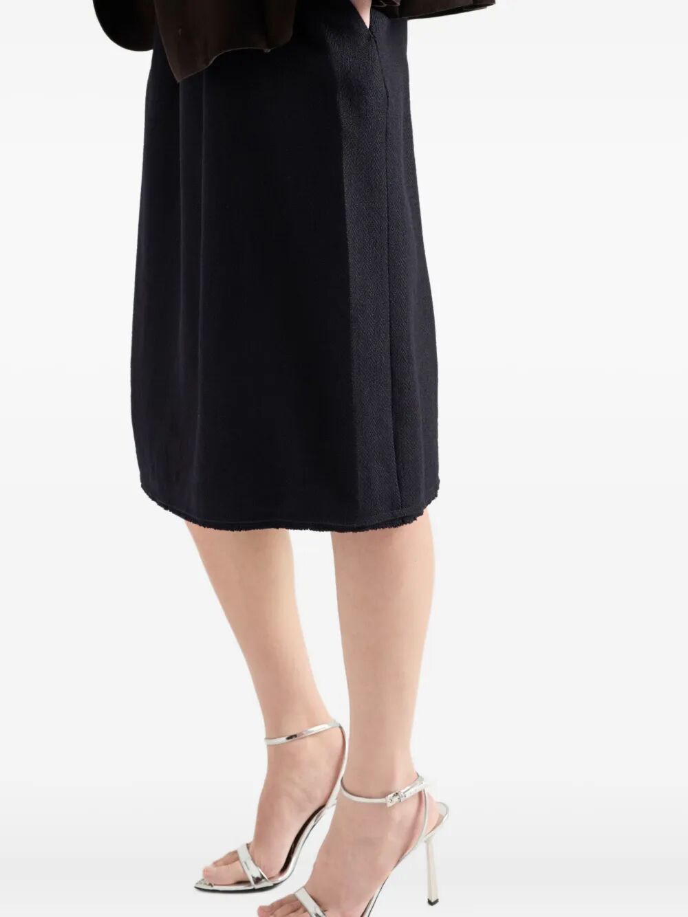PRADA Chevron Wool Midi Skirt for Women