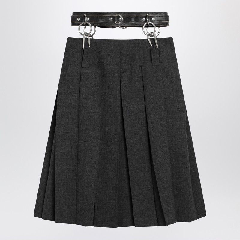 PRADA Pleated Matting Skirt with Belt