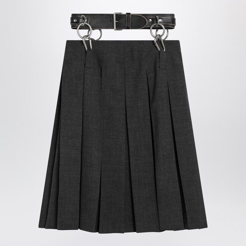 PRADA Pleated Matting Skirt with Belt