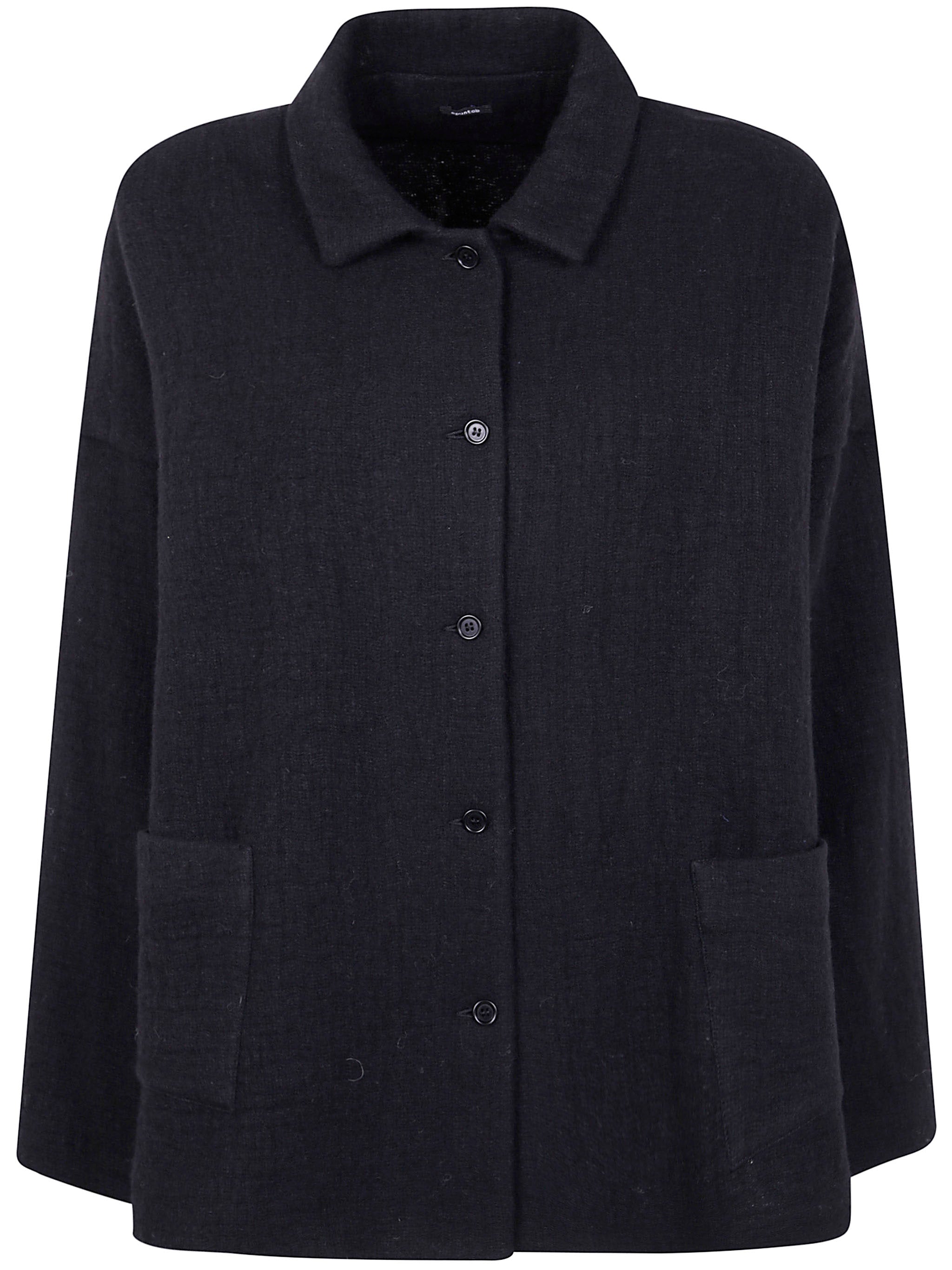 APUNTOB Round Collar Buttoned Dropped Shoulder Loose Fit Jacket