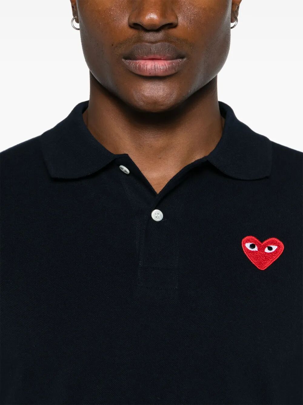 COMME DES GARÇONS PLAY Classic Cotton Polo Shirt with Iconic Heart Emblem