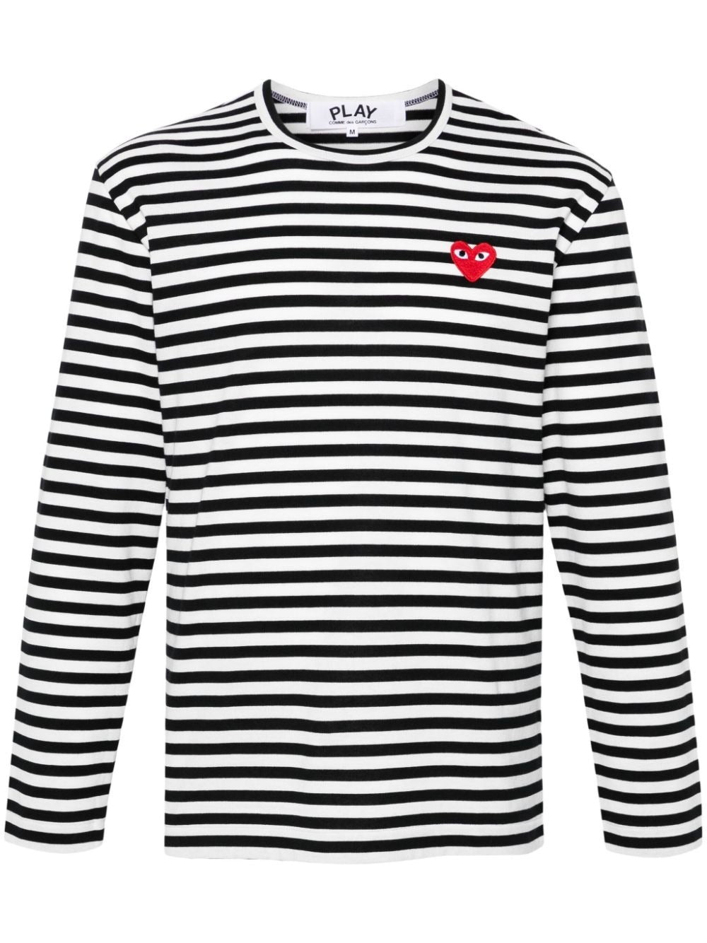 COMME DES GARÇONS PLAY Heart Emblem Long-Sleeved Striped T-Shirt