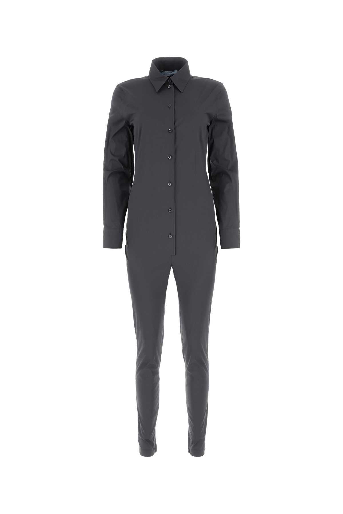 PRADA Graphite Stretch Poplin Jumpsuit - Women's