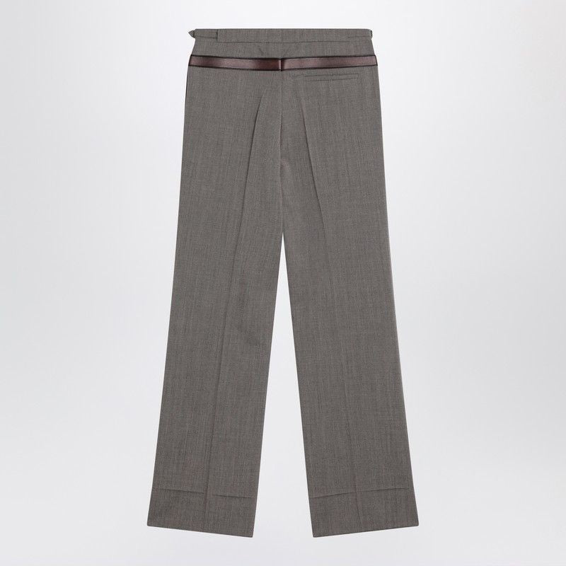 PRADA Elegantly Tailored Wool Blend Trousers with Printed Belt