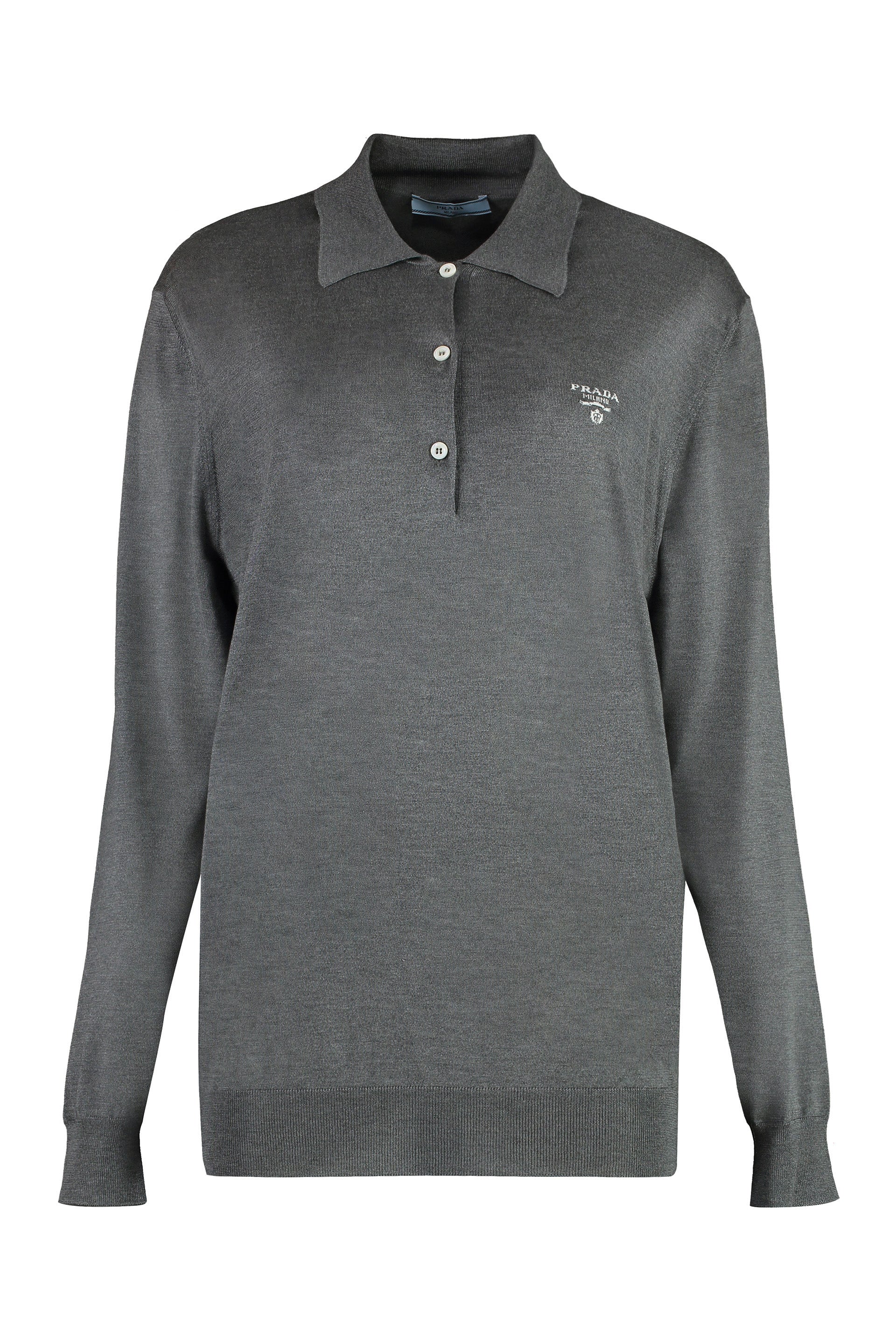 PRADA Long Sleeve Knit Polo Shirt
