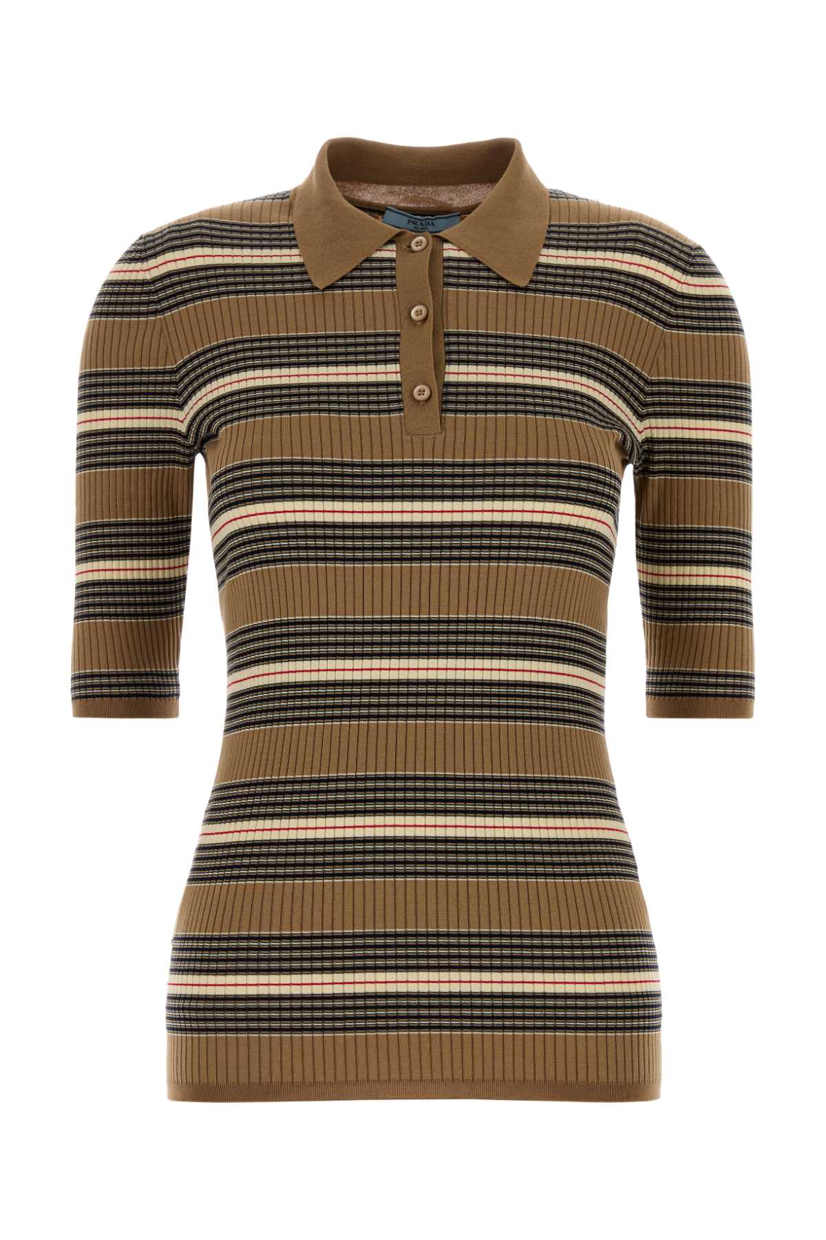 PRADA Embroidered Stretch Cotton Blend Polo Shirt for Women - FW25