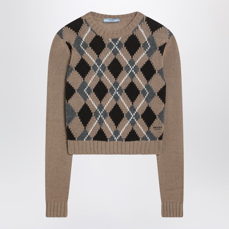 PRADA Diamond Jacquard Crew Neck Sweater