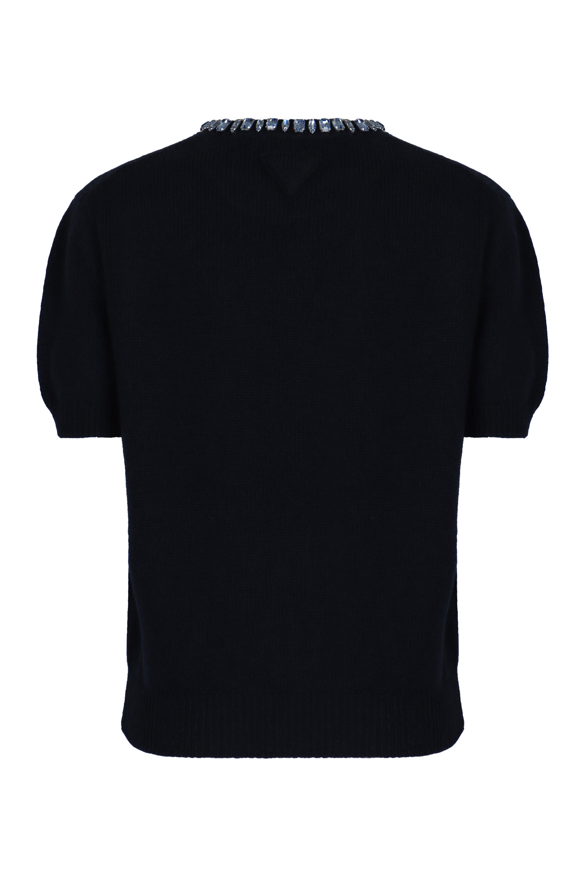 PRADA Wool and Cashmere Crewneck Sweater with Jewel Details