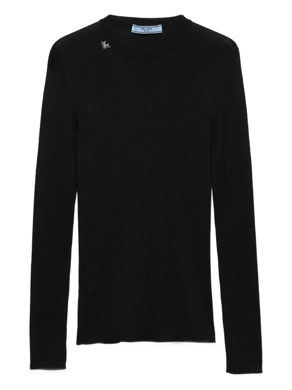 PRADA Ribbed Knit Wool Crewneck Sweater - Slim Fit