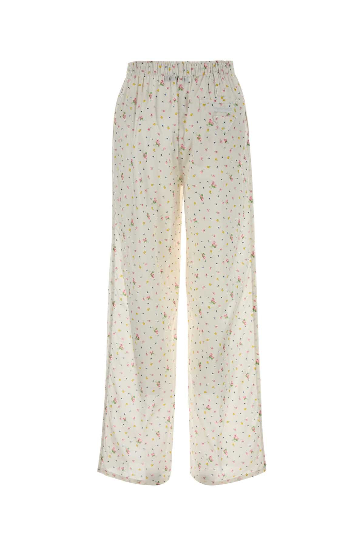 PRADA Floral Printed Cotton Trousers for Women