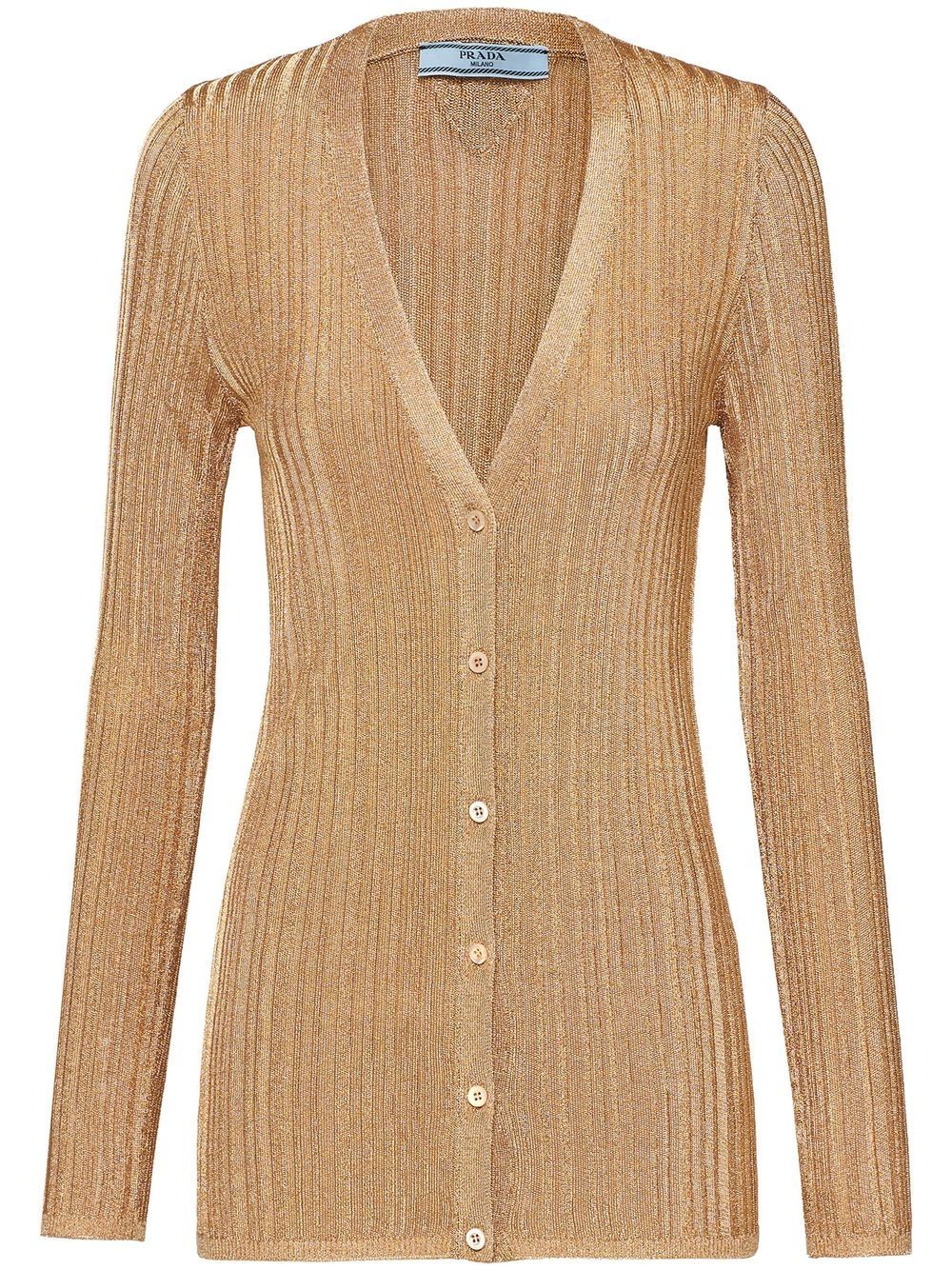 PRADA V-Neck Lamé Viscose Cardigan